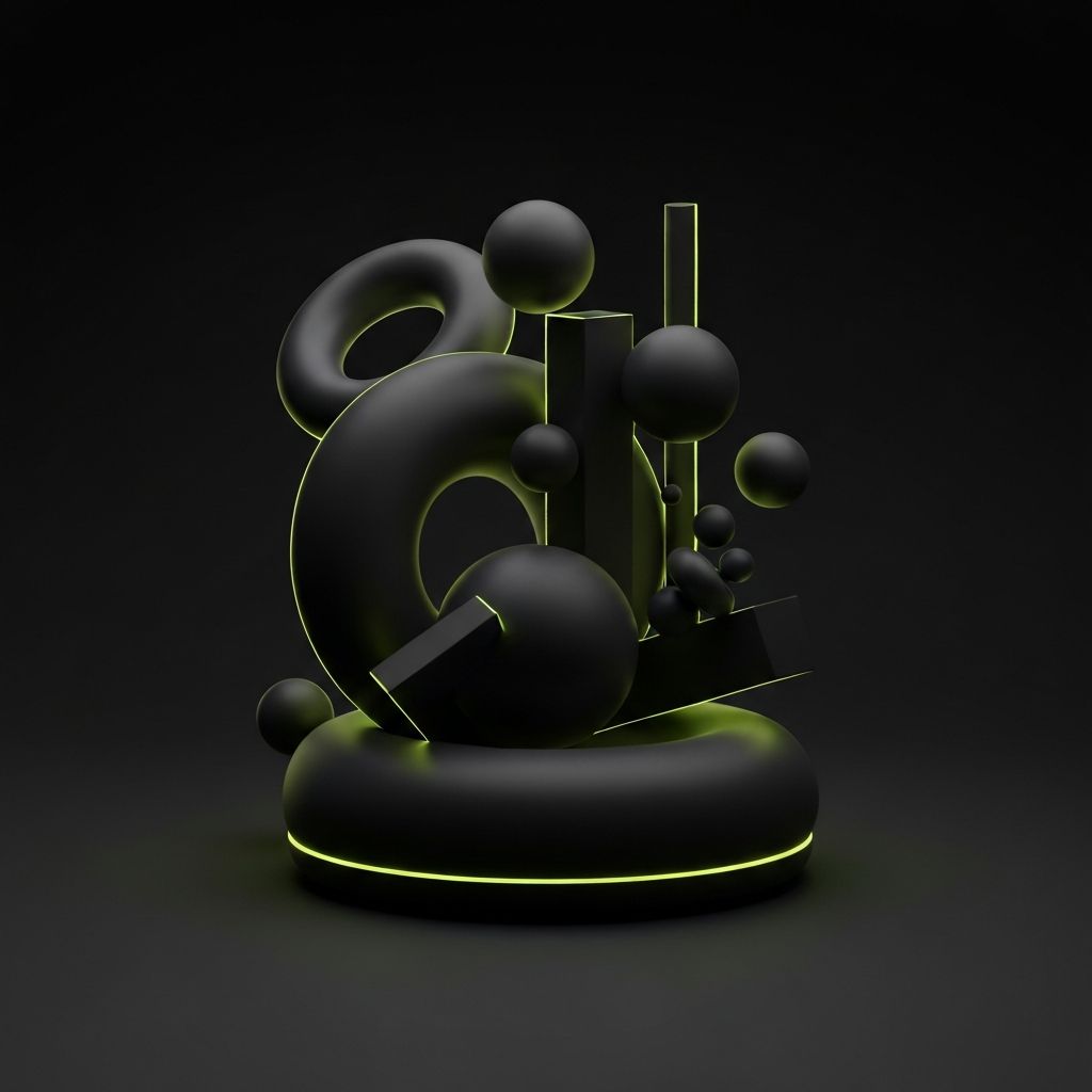 Abstract 3D geometric composition representing technical precision meets creative thinking